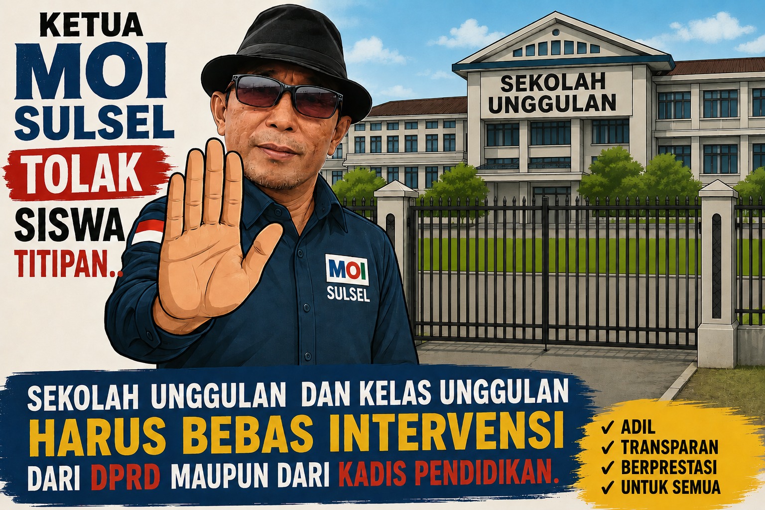 Ketua MOI Sulsel: Stop Titipan di Kelas Unggulan, SPMB 2026 Harus Murni Prestasi