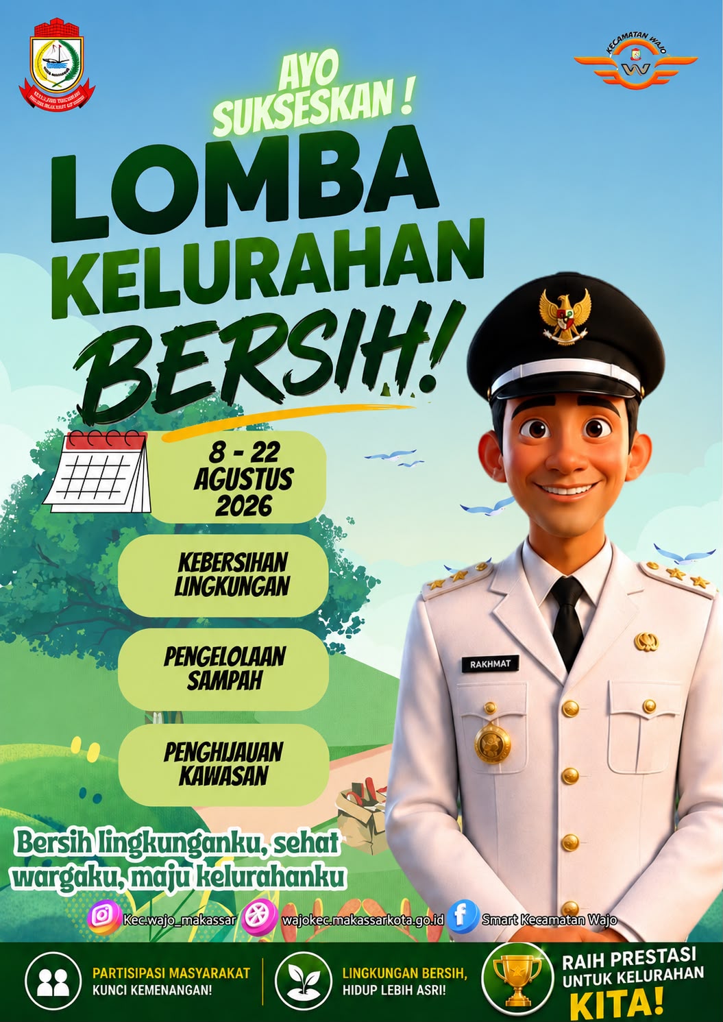 Kecamatan Wajo Gelar Lomba Kelurahan Bersih, RT/RW Terbaik Diberi Penghargaan pada HUT RI